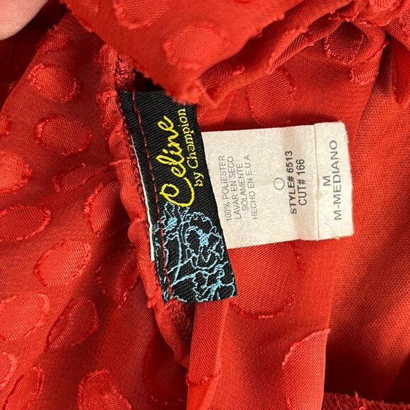 Celine by Champion Top Blouse Size M Orange Sleeveless Halter Neck Elastic Waist - Picture 5 of 9